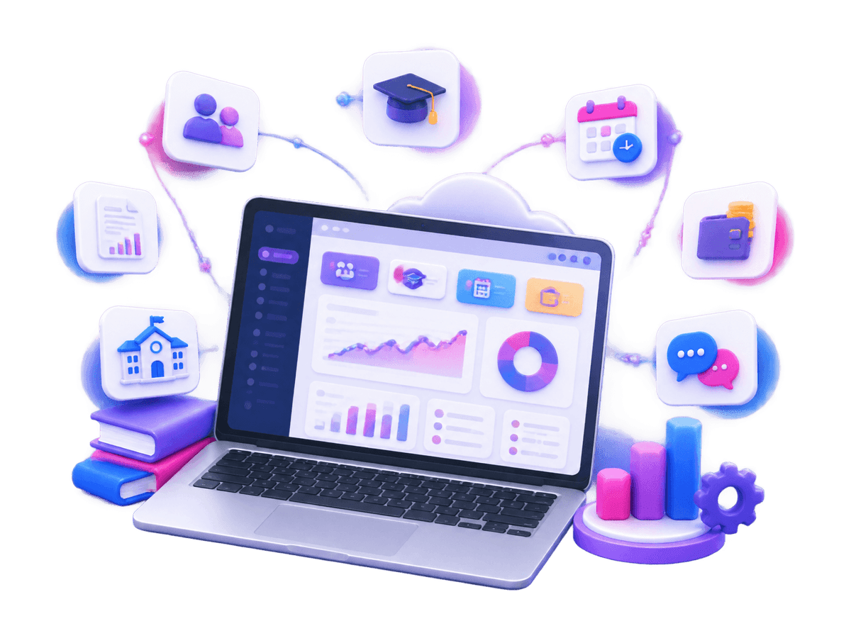 Students using digital education management