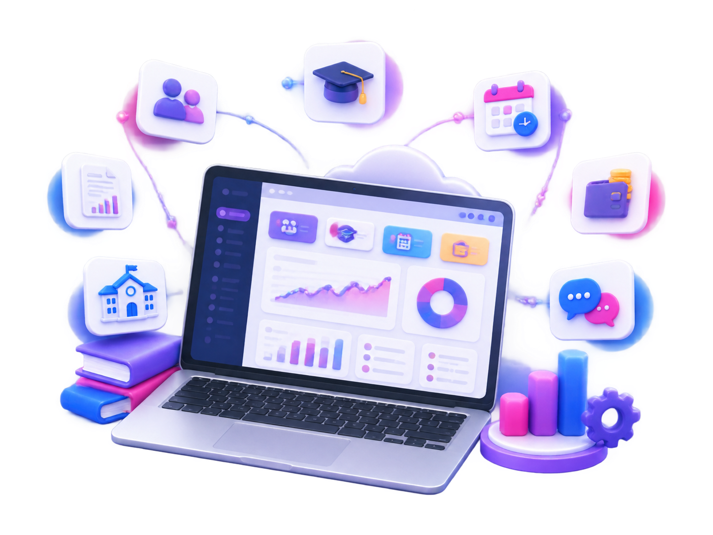 Students using digital education management